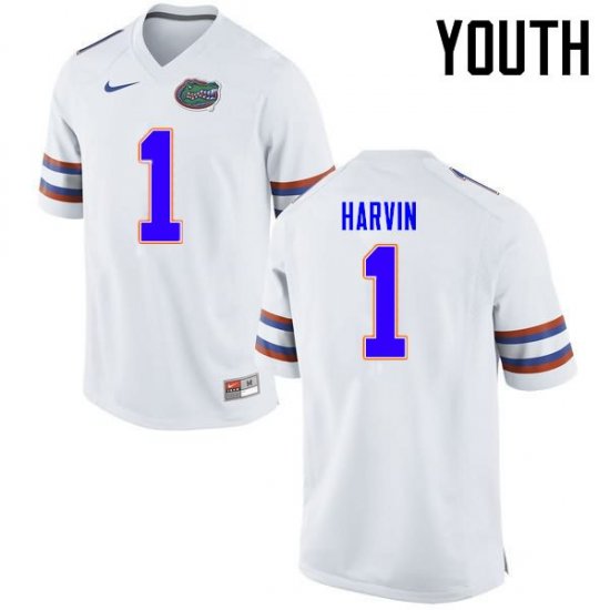 Youth Florida Gators #1 Percy Harvin NCAA Nike White Authentic Stitched College Football Jersey GTZ1062JL